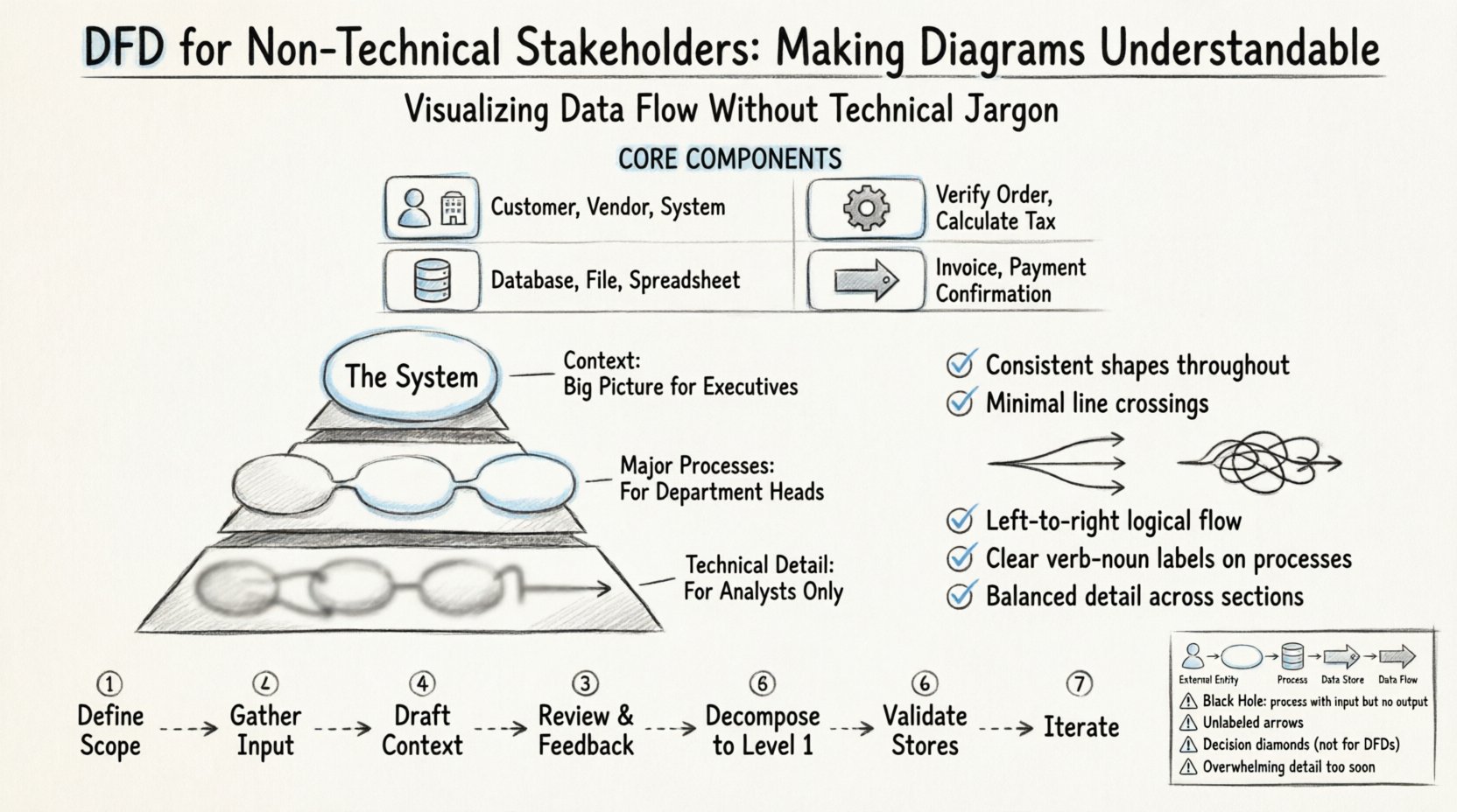 DFD für nicht-technische Stakeholder: So gestalten Sie Diagramme verständlich