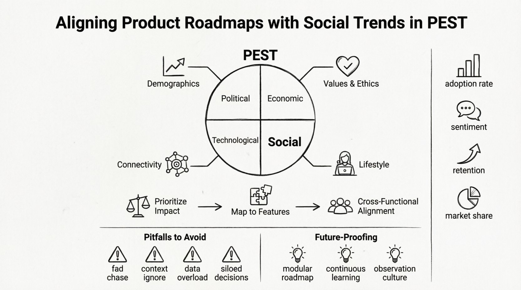 Abstimmung von Produktroadmaps auf soziale Trends im PEST