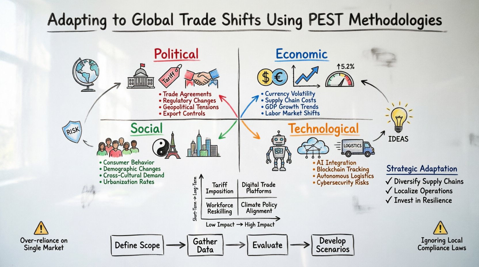 Adaptarse a los cambios en el comercio internacional utilizando metodologías PEST