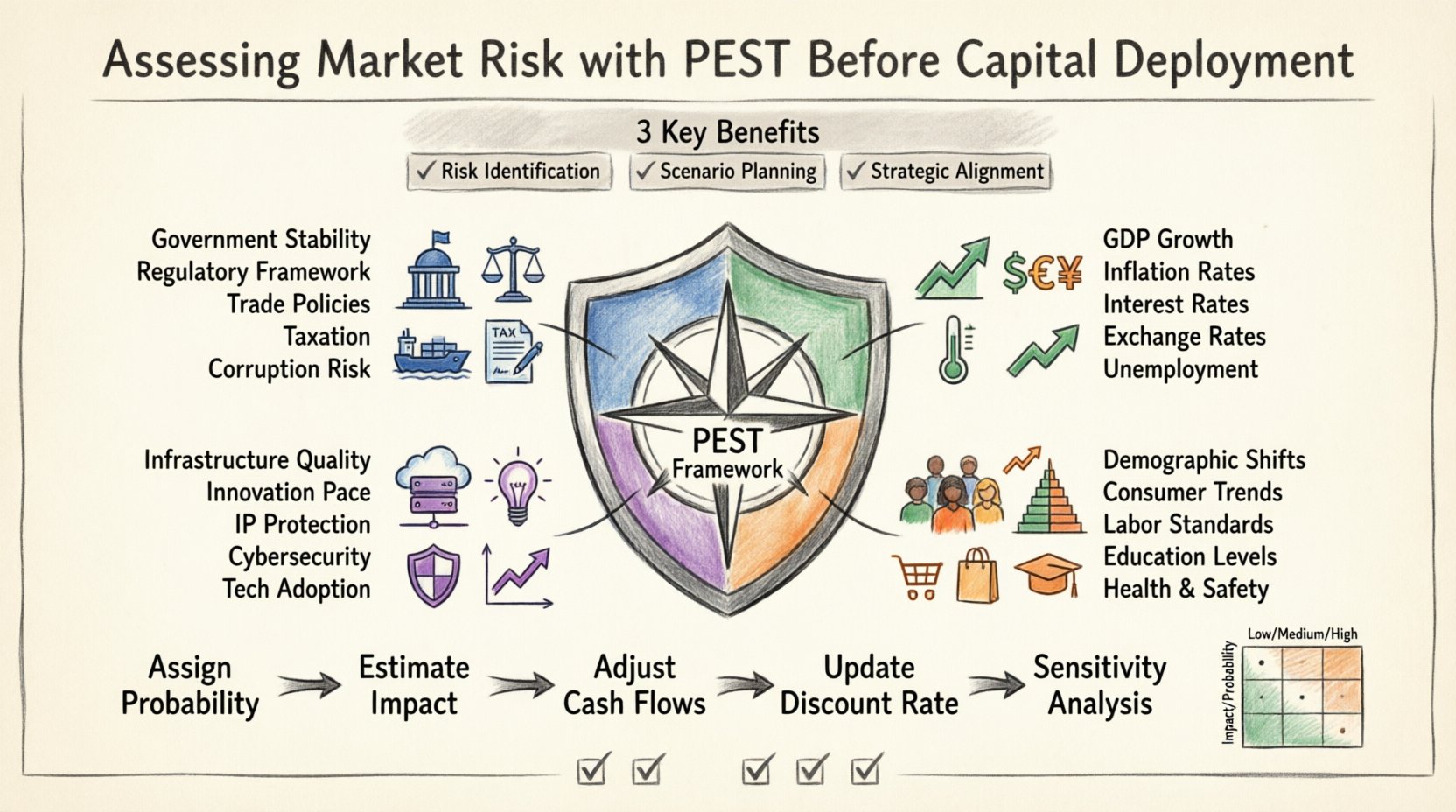 Evaluación del riesgo de mercado con PEST antes de la asignación de capital