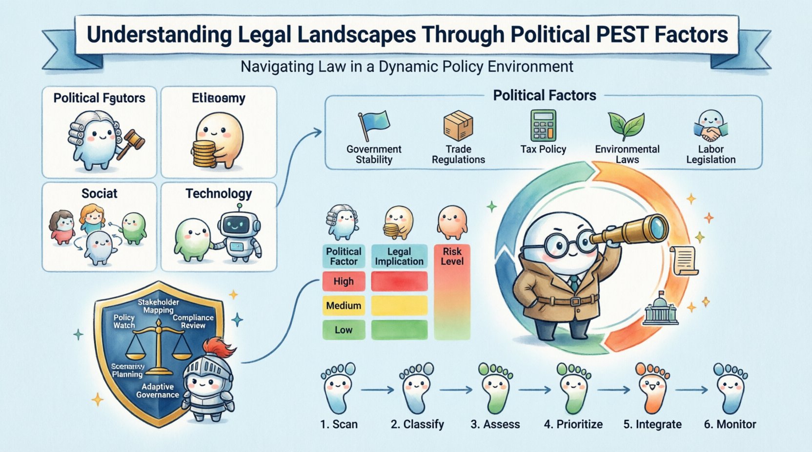 Comprender los paisajes legales a través de los factores políticos PEST