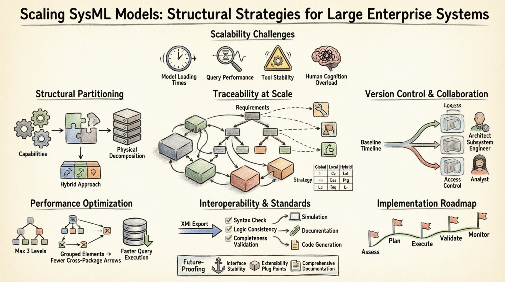 Escalado de modelos SysML: Estrategias estructurales para sistemas empresariales grandes