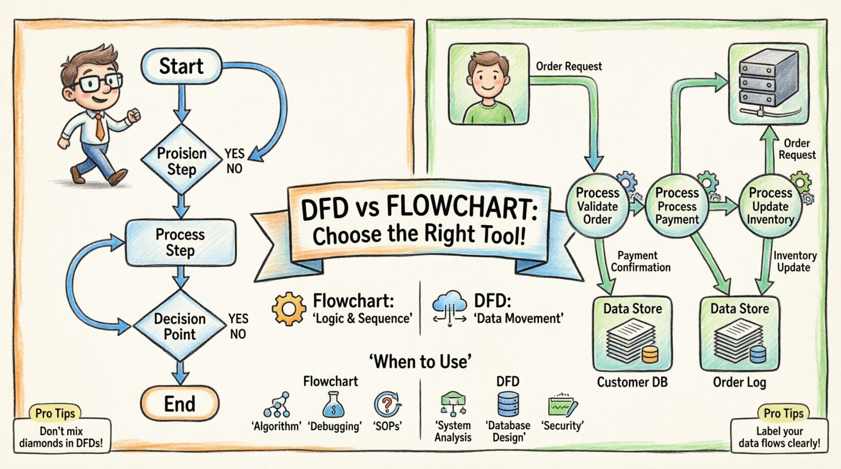 DFD contre diagramme de flux : Ce que vous devez savoir avant de commencer à créer des diagrammes
