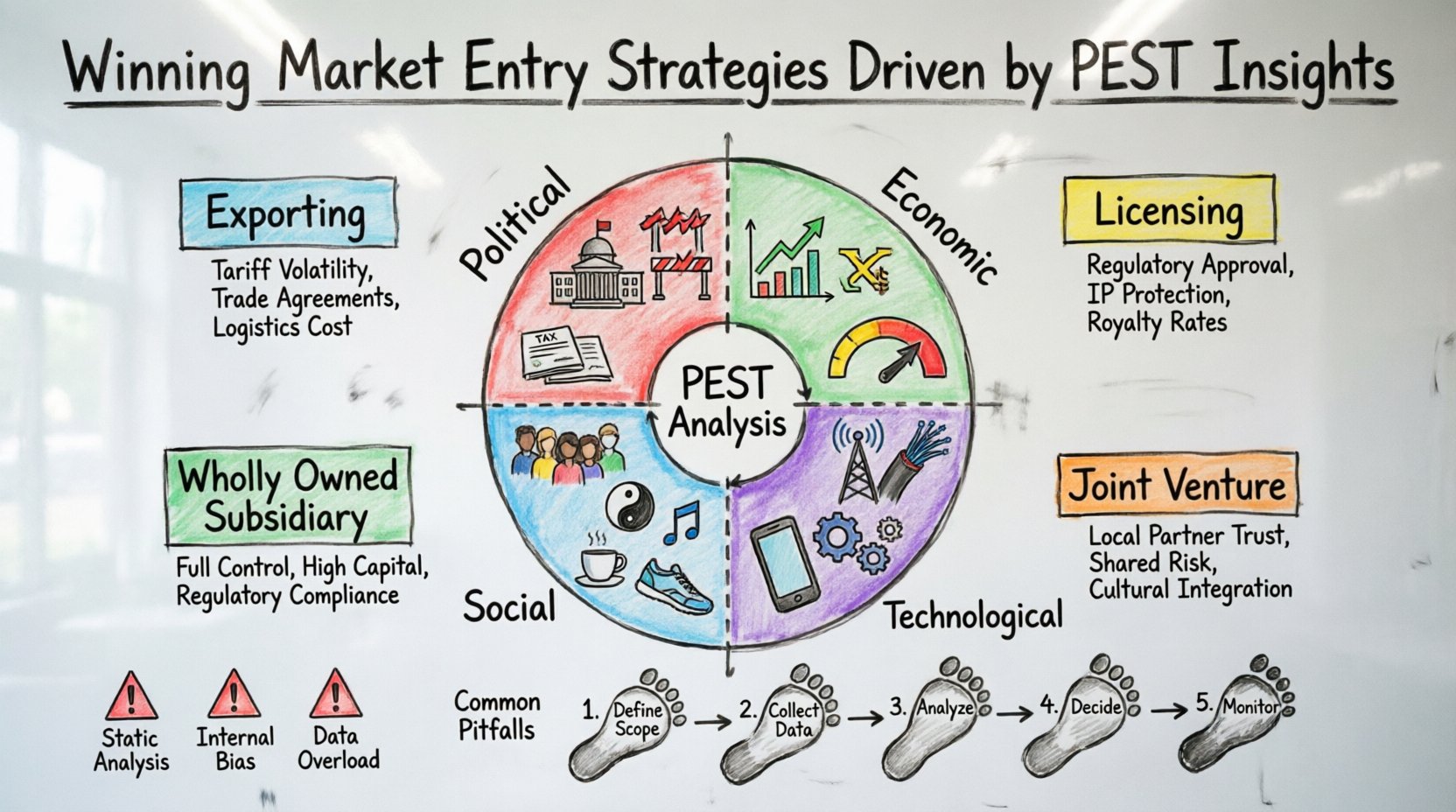 Stratégies gagnantes d’entrée sur le marché pilotées par des insights PEST