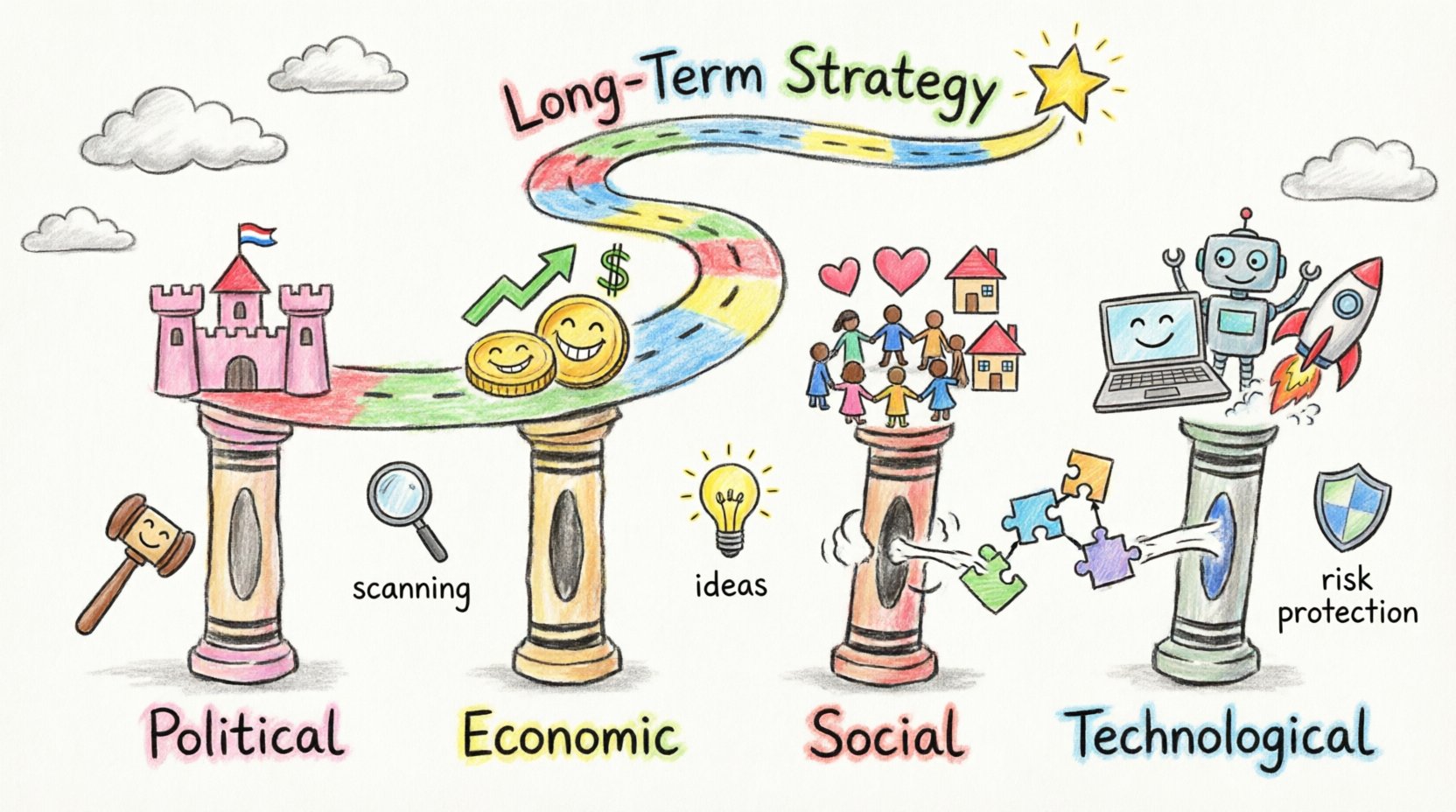 Planification stratégique à long terme pilotée par les insights PEST