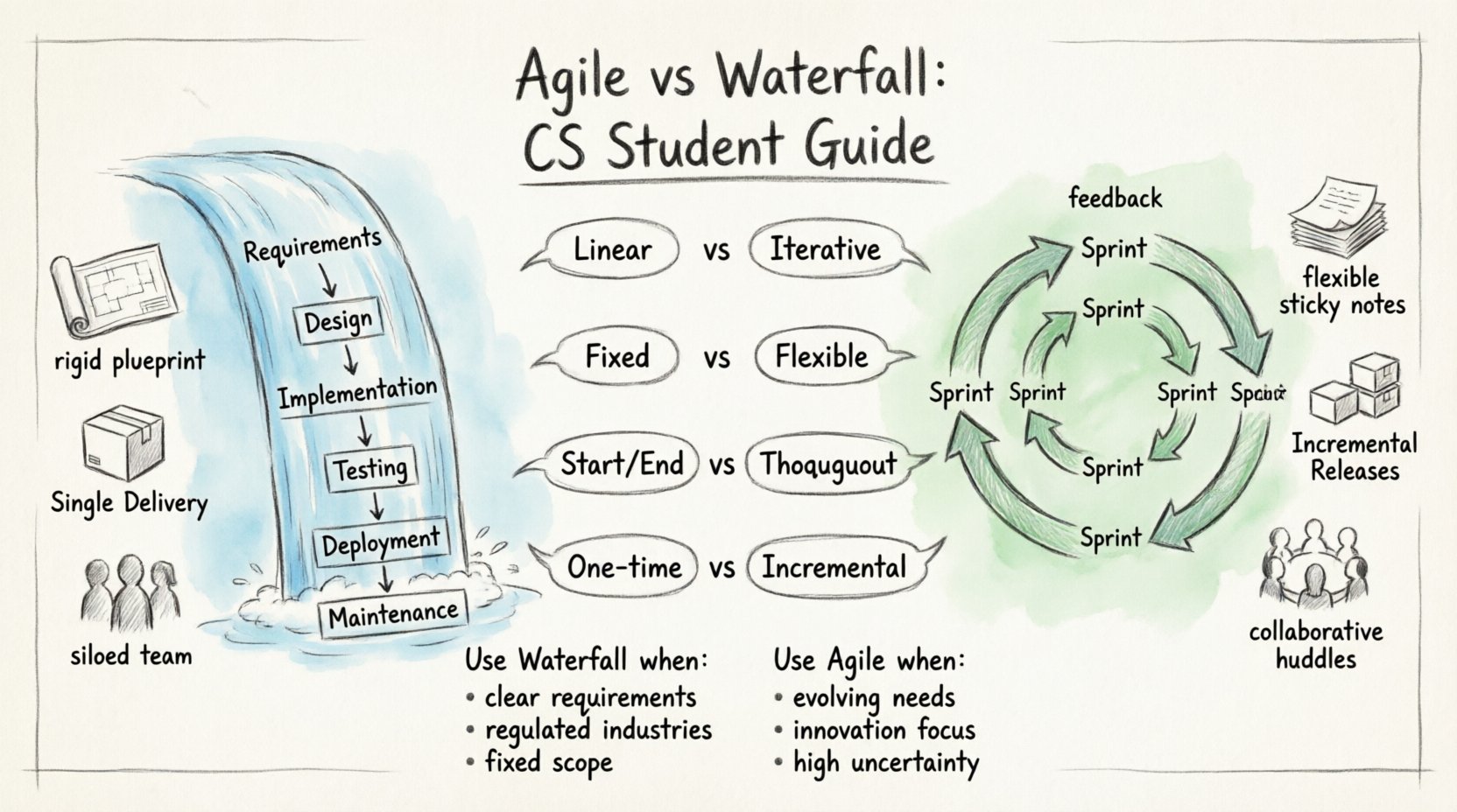 Agile vs. Waterfall: Perbandingan Langsung untuk Mahasiswa Ilmu Komputer