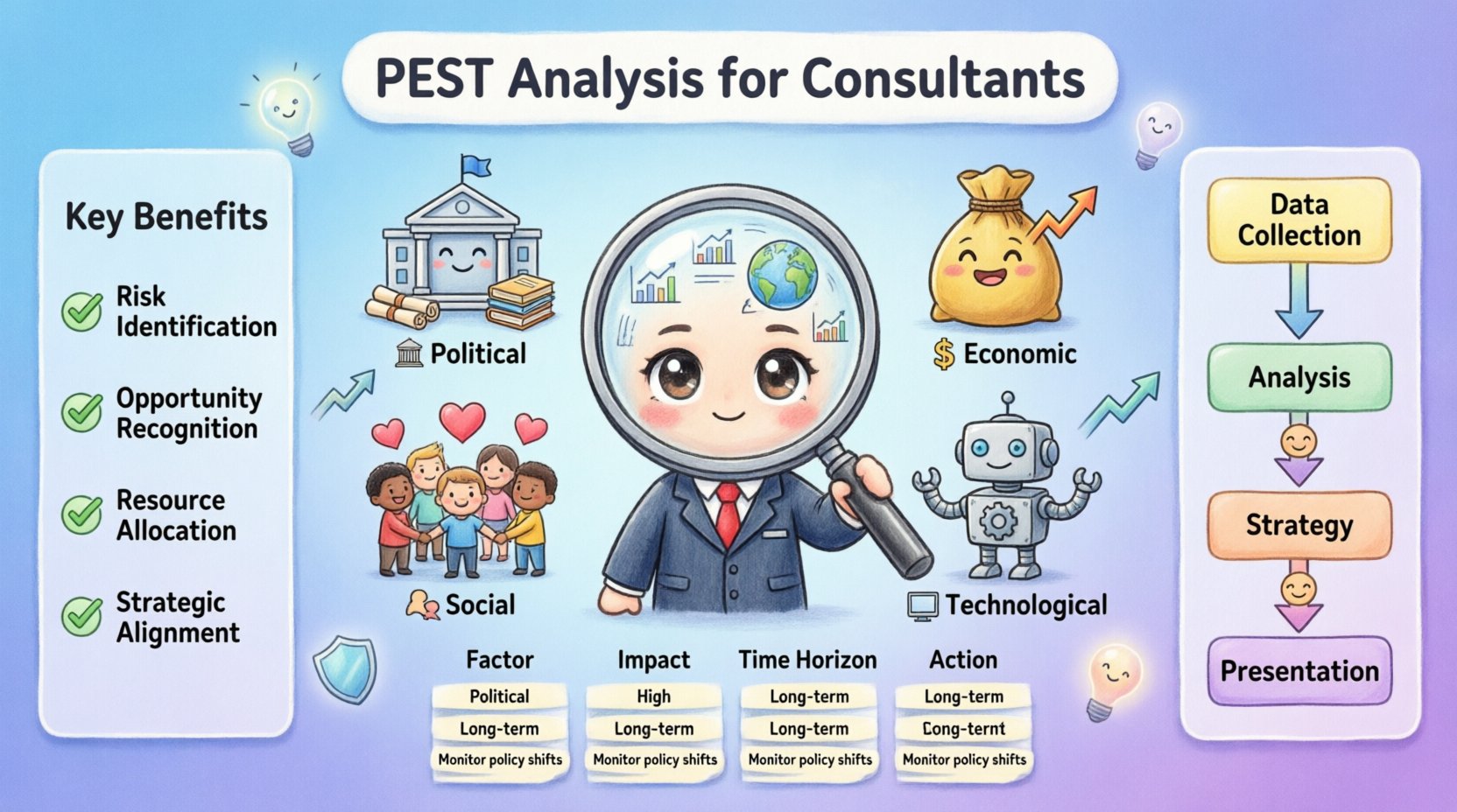 सलाहकारों के लिए PEST डेटा को प्रतिस्पर्धी लाभ में बदलना