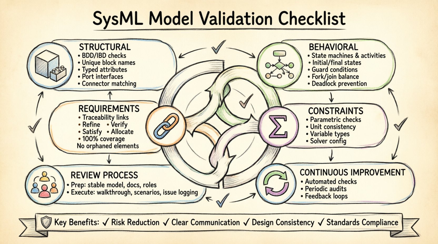 SysML आर्किटेक्चर समीक्षाओं के लिए मॉडल मान्यता जांच सूचियां