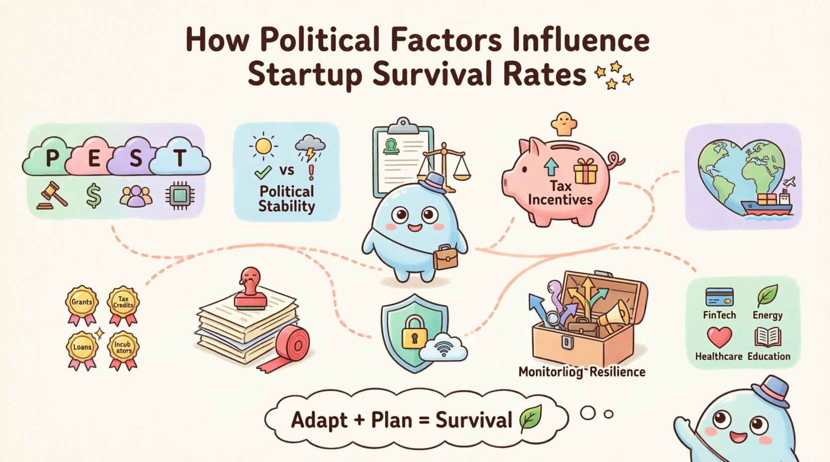 Guia de Análise PEST: Como Fatores Políticos Influenciam as Taxas de Sobrevivência de Startups
