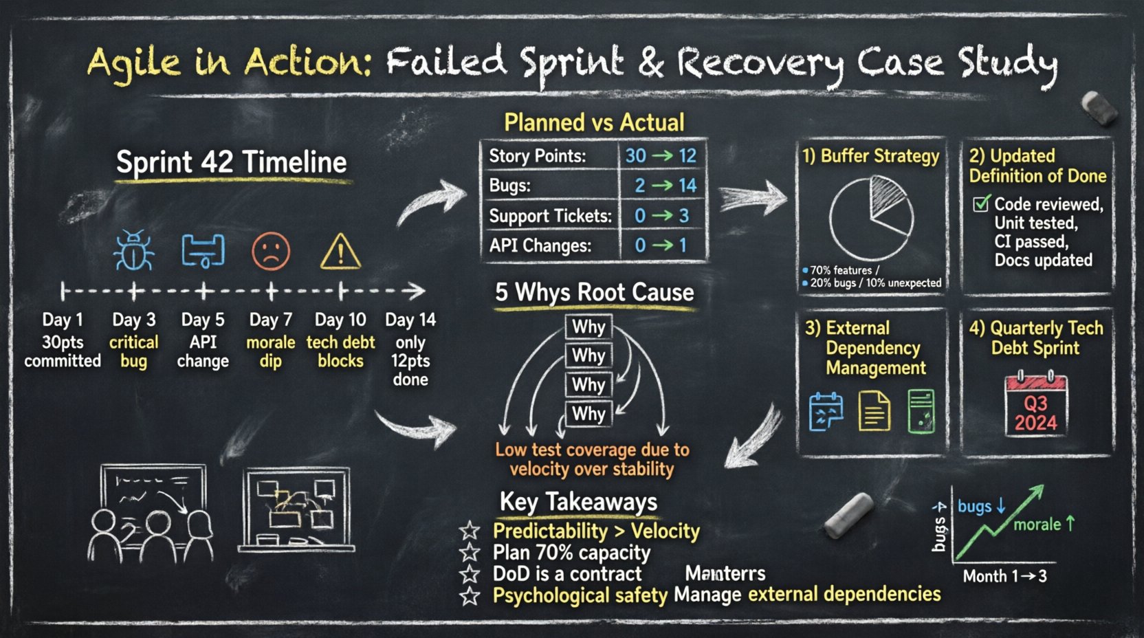 Agile trong hành động: Một nghiên cứu trường hợp chi tiết về một đợt sprint thất bại và quá trình phục hồi