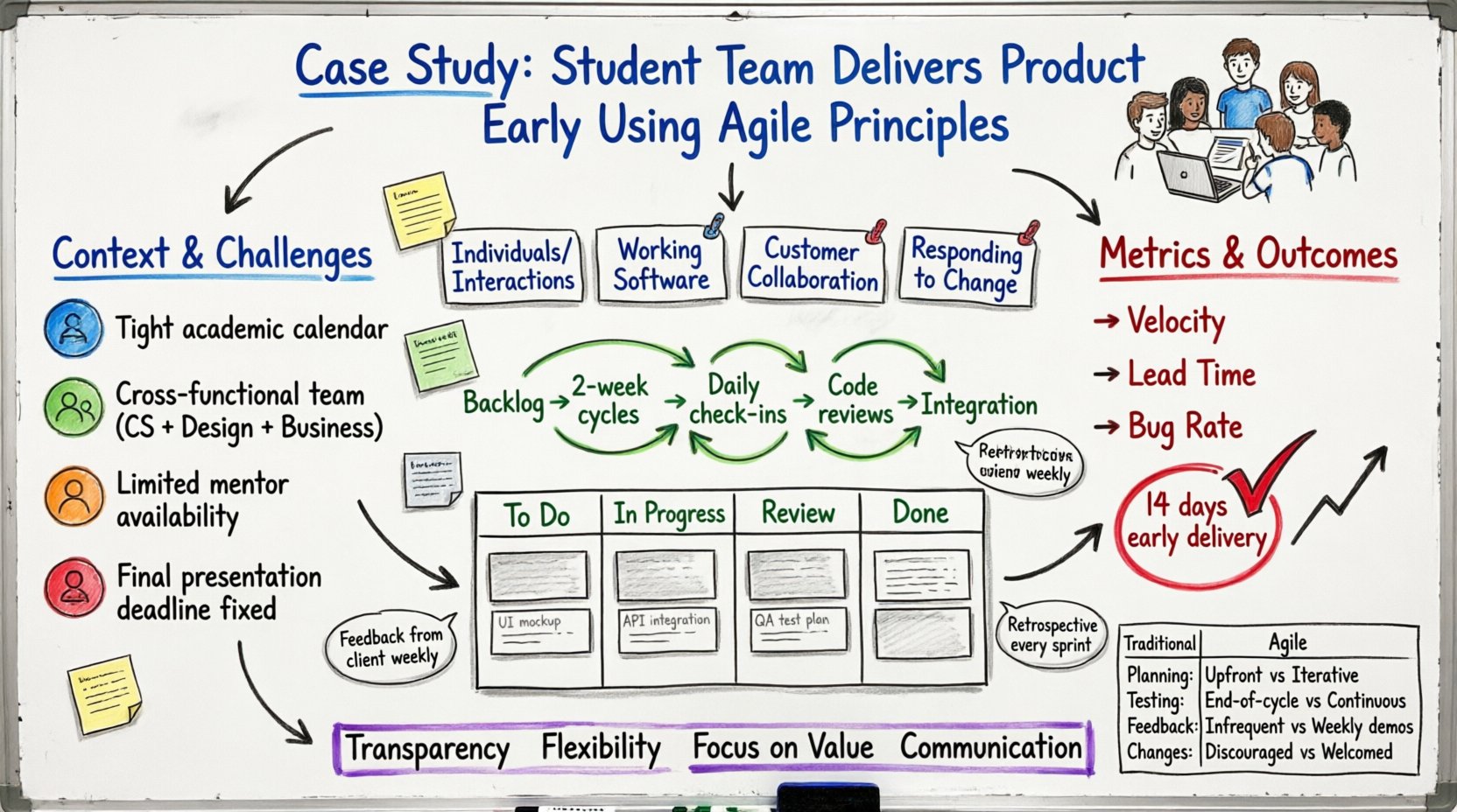 Case Study: How a Student Team Delivered a Product Early Using Agile Principles