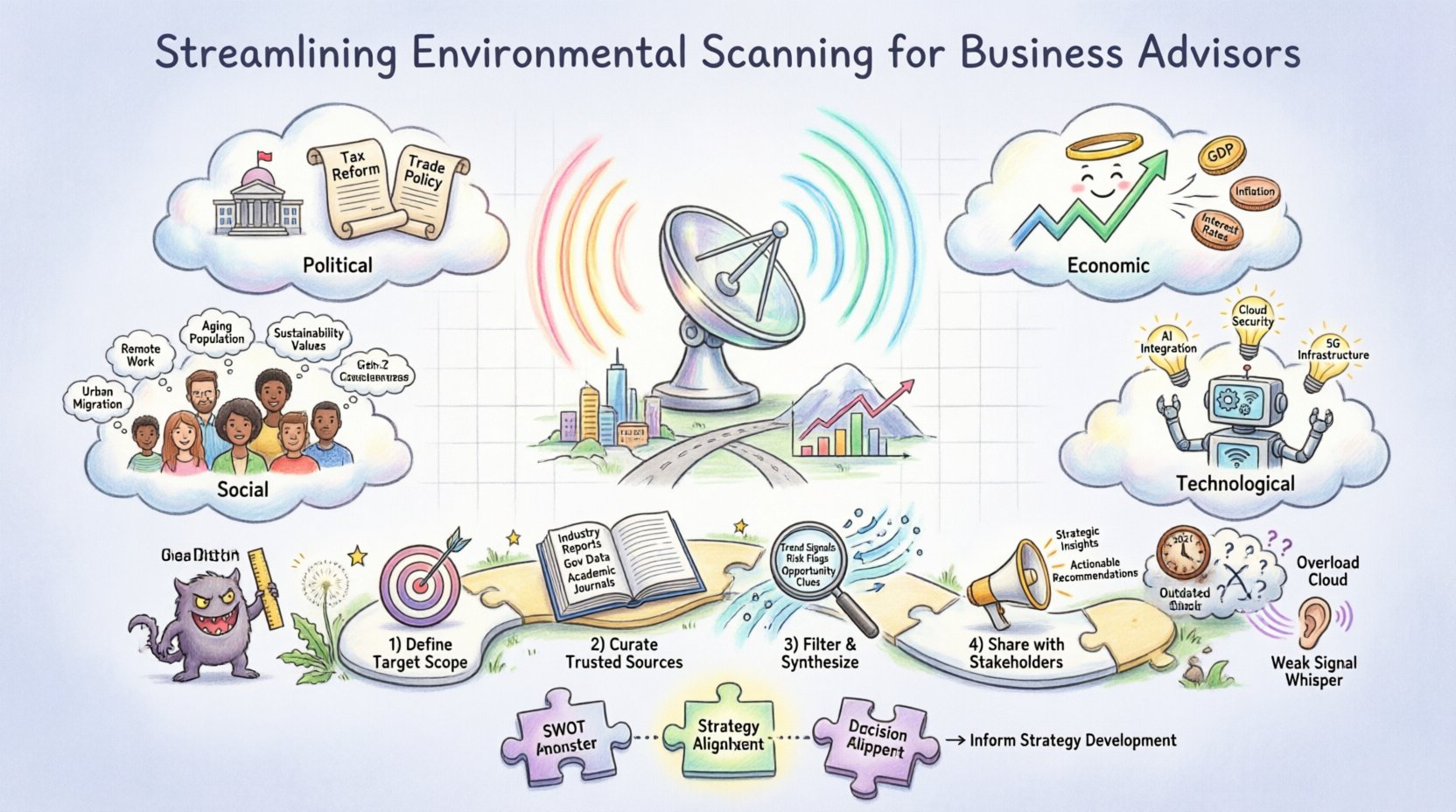 PEST Analysis Guide: Streamlining Environmental Scanning for Business Advisors