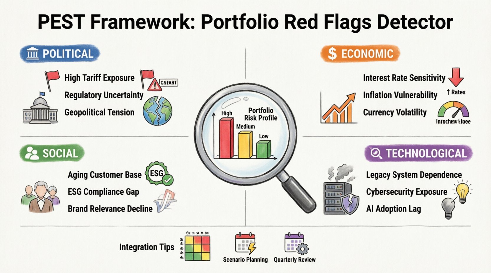 Identifying Red Flags in Portfolios Using PEST Frameworks