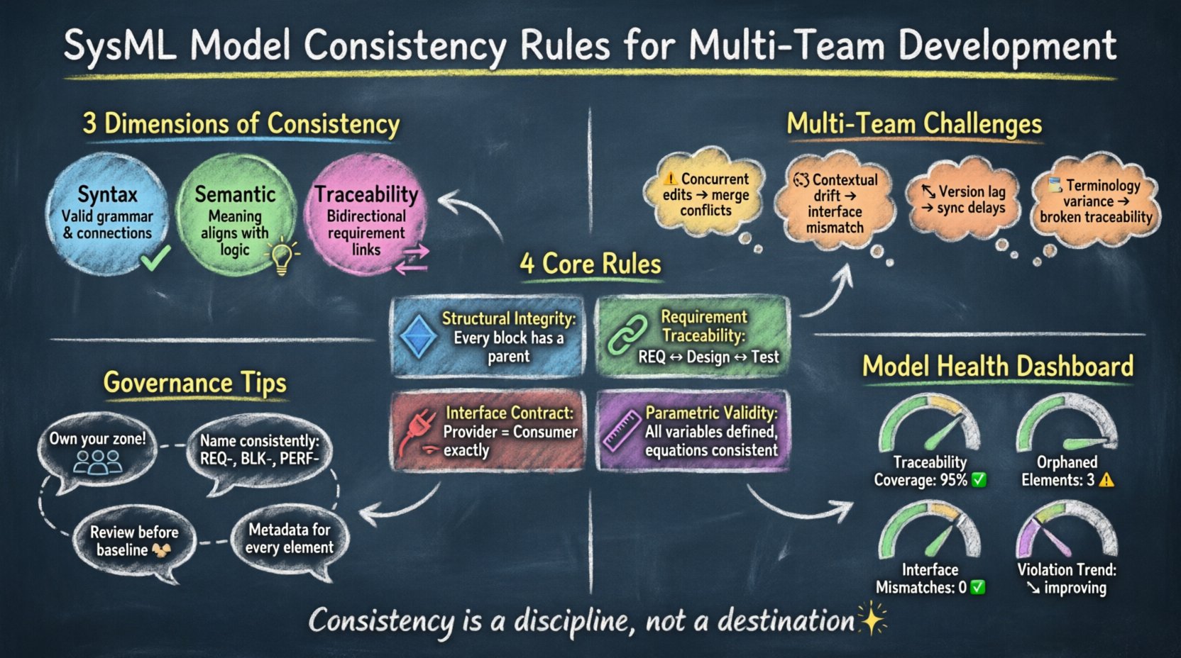 SysML Model Consistency Rules for Multi-Team Development Environments